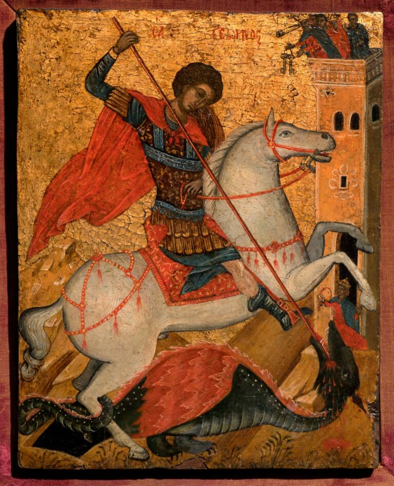 Saint-George-and-the-Dragon-Crete-circa-1500.-Egg-tempera-gold-leaf-and ...